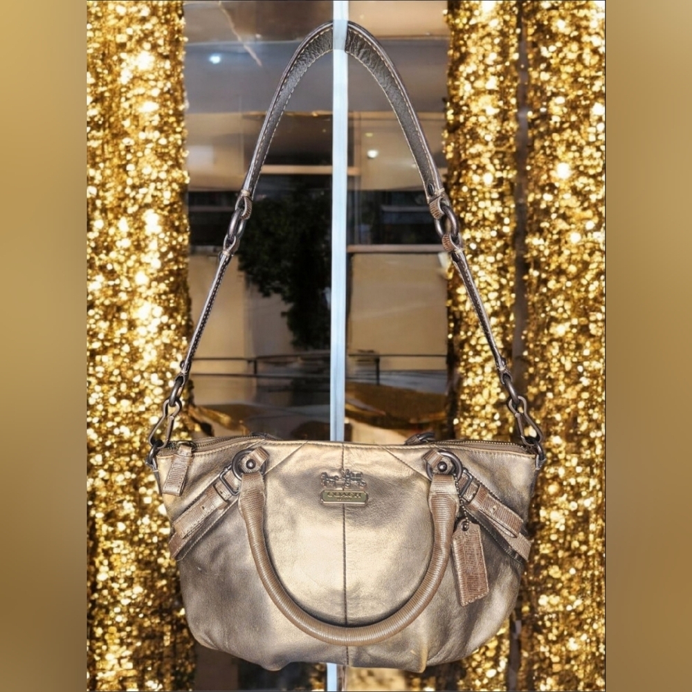 Vintage Coach Metallic Gold Madison Sophia Satchel - Picture 5 of 16